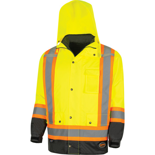 Parka de s&eacute;curit&eacute; d'hiver imperm&eacute;able 7-en-1 5057 Pioneer Yukon, Polyester, Noir/Jaune lime haute visibilit&eacute;, T-petit Kelford
