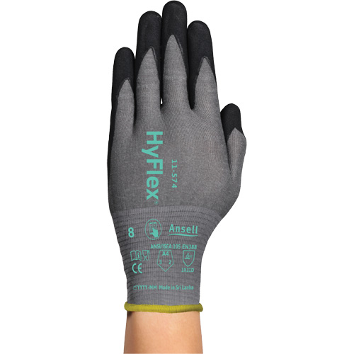 HyFlex&reg; 11-574 Cut-Resistant Gloves, Size 5/2X-Small, 21 Gauge, Foam Nitrile Coated, Intercept Shell, ASTM ANSI Level A4/EN 388 Level D Kelford