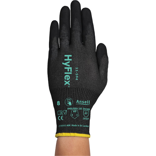 Gants r&eacute;sistants &agrave; la coupe HYFLEX 11-594, Taille 12/3T-Grand, Calibre 18, Rev&ecirc;tement Nitrile, Enveloppe en PEHP/Intercept, ASTM ANSI niveau A9/EN 388 niveau F Kelford