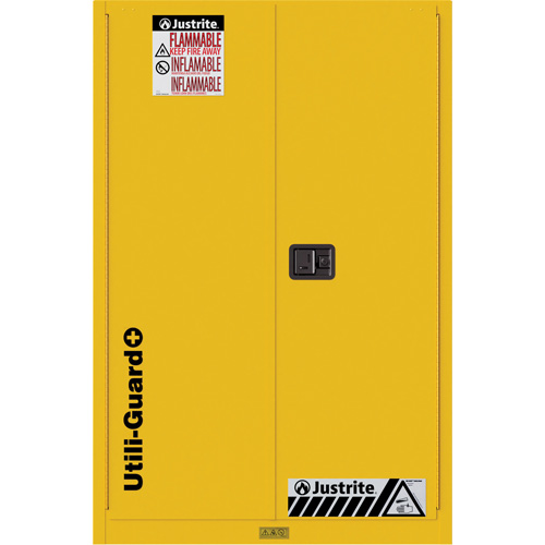 Utili-Guard+ Flammable Safety Cabinet, 45 gal., 2 Door, 43" W x 65" H x 22" D Kelford