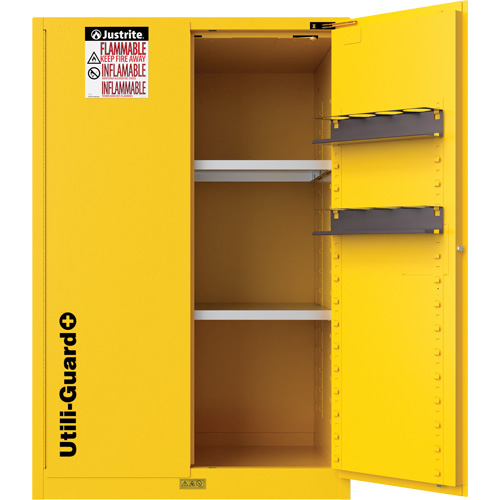 Utili-Guard+ Flammable Safety Cabinet, 45 gal., 2 Door, 43" W x 65" H x 22" D Kelford