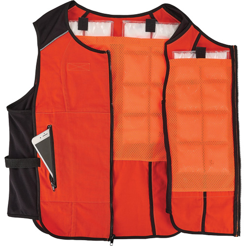Veste de refroidissement &agrave; changement de phase l&eacute;g&egrave;re avec sachets de recharge Chill-Its 6260, 2T-grand/3T-grand, Orange Kelford