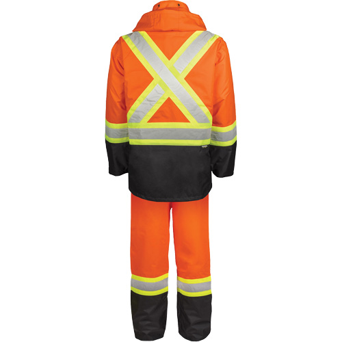 Ensemble de pluie haute visibilit&eacute; en tissu 150 deniers, Polyester, Moyen, Orange haute visibilit&eacute; Kelford