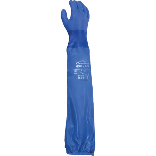 Gants r&eacute;sistants aux produits chimiques 690, Taille T-Grand/10, 26" lo, Coton/PVC Kelford