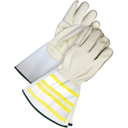 Gants utilitaires haute visibilit&eacute; avec manchette de 6,25", Moyen, Paume en Cuir fleur de vache Kelford