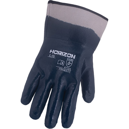 Horizon&reg; Navy Gloves with Pasted Cuffs, X-Large, Nitrile Coating, Jersey/Cotton Shell Kelford