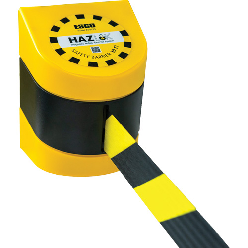 Syst&egrave;me de barri&egrave;re de s&eacute;curit&eacute; HAZLOK, Plastique, Fixation magn&eacute;tique, 30', Ruban Noir et jaune Kelford