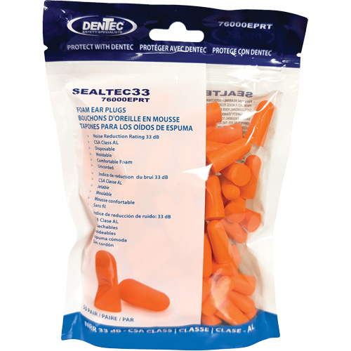 SEALTEC33 Orange Disposable Foam Earplugs, Bulk - Polybag Kelford