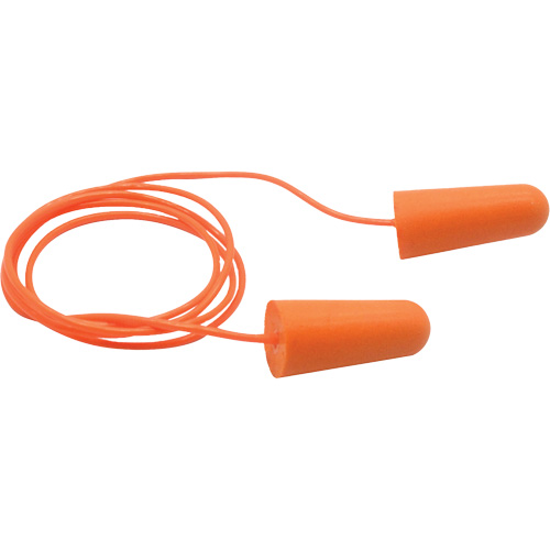 Bouchons d'oreilles coniques jetables en mousse de PU orange SEALTEC33, Avec cordon, Vrac - Boîte, 33 dB NRR, Taille unique Kelford