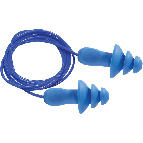 SEALTEC TipGrip Blue 100% Metal Detectable Reusable Earplugs, Corded, One-Size, Bulk - Box, 26 dB NRR dB Kelford