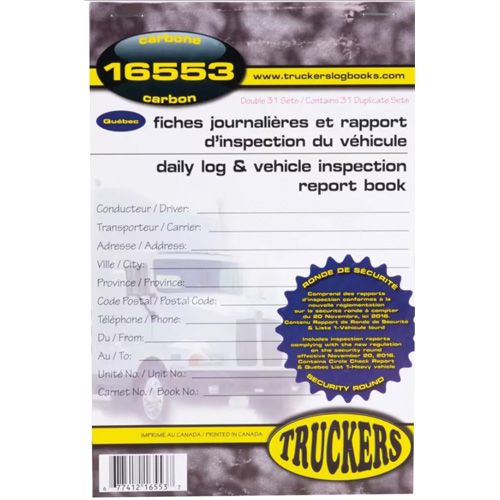 Carnet bilingue de registre quotidien et de rapport d'inspection de v&eacute;hicule Kelford