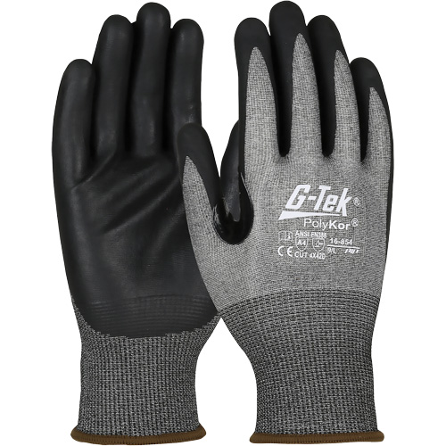 Gants r&eacute;sistant &agrave; la coupe G-Tek avec capacit&eacute; pour &eacute;cran tactile, Taille 2T-Grand, Calibre 18, Rev&ecirc;tement Mousse de nitrile, Enveloppe en PolyKor, ASTM ANSI niveau A4/EN 388 niveau D Kelford