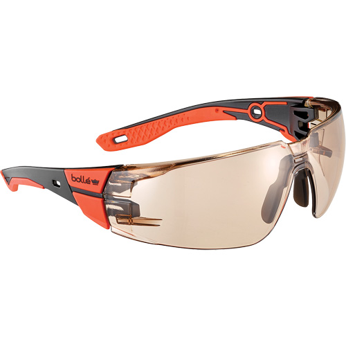Lunettes de s&eacute;curit&eacute; RUSH+ 2.0 avec monture noire et rouge, M/G, Lentille Cuivre, Antibu&eacute;e/Anti-&eacute;gratignures, ANSI Z87+ Kelford