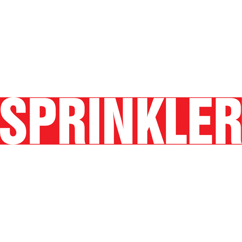 "Sprinkler" Pipe Marker, Self-Adhesive, 1" H x 8" W, White on Red Kelford