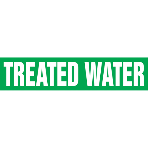 "Treated Water" Pipe Markers, Self-Adhesive, 2-1/2" H x 12" W, White on Green Kelford