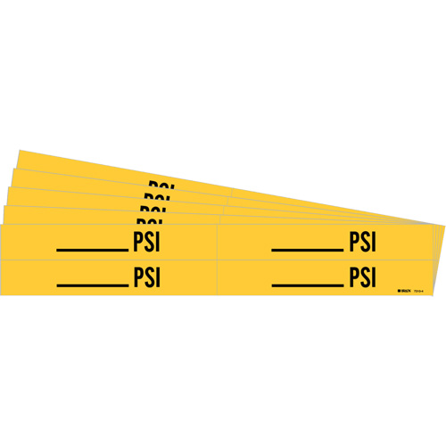"Blank PSI" Pipe Markers, Self-Adhesive, 1-1/8" H x 7" W, Black on Yellow Kelford