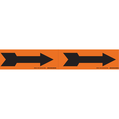 Arrow Pipe Markers, Self-Adhesive, 2-1/4" H x 7" W, Black on Orange Kelford
