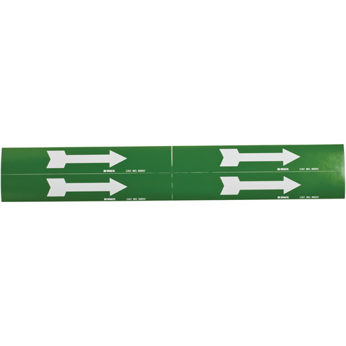Arrow Pipe Markers, Self-Adhesive, 1-1/8" H x 7" W, White on Green Kelford