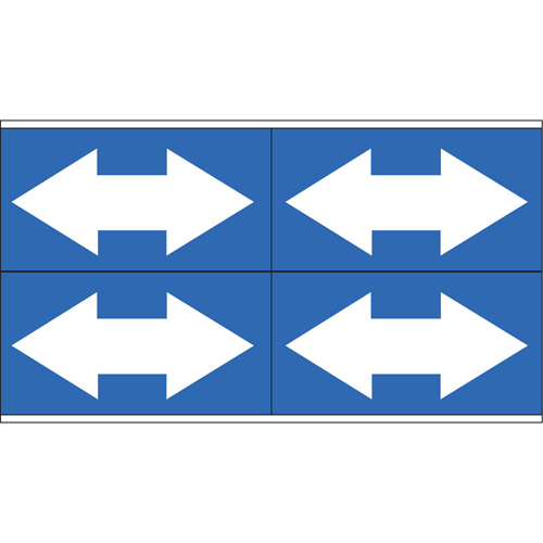 Dual Direction Arrow Pipe Markers, Self-Adhesive, 1-1/8" H x 7" W, White on Blue Kelford