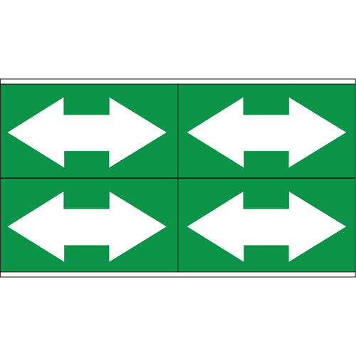 Dual Direction Arrow Pipe Markers, Self-Adhesive, 1-1/8" H x 7" W, White on Green Kelford