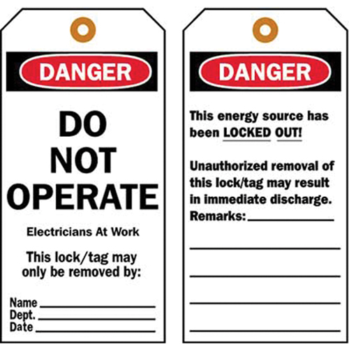 &eacute;tiquettes de verrouillage, Plastique, 3" la x 5-1/2" h, Anglais Kelford