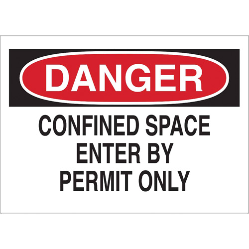 "DANGER Confined Space Enter By Permit Only" Sign, 10" x 14", Polystyrene, English Kelford