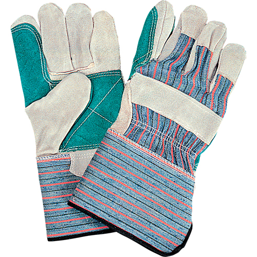 Gants d'ajusteur de qualit&eacute; standard &agrave; paume double, Grand, Paume en Cuir de vache refendu, Doublure en Coton Kelford