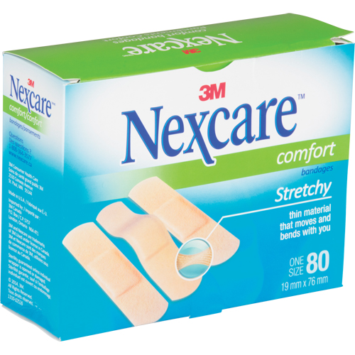 Bandages confortables Nexcare, Rectangulaire/carr&eacute;e, 3", Tissu, St&eacute;rile Kelford