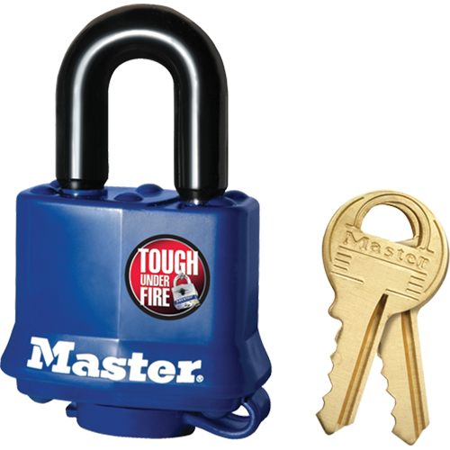Cadenas r&eacute;sistant aux intemp&eacute;ries, Cl&eacute;s diff&eacute;rentes, Acier lamin&eacute;, Largeur de 1-9/16" Kelford