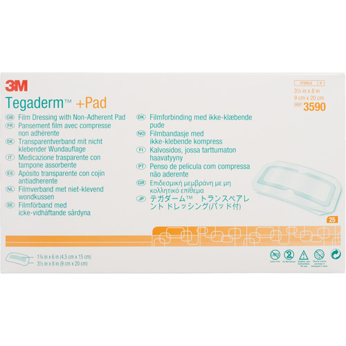 Tegaderm Transparent Dressing With Absorbent Pad, Rectangular/Square, 8", Plastic, Sterile Kelford