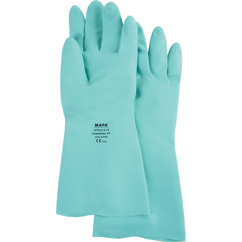 StanSolv&reg; Z-Pattern Grip Gloves, Size Large/9, 13" L, Nitrile, 15-mil Kelford