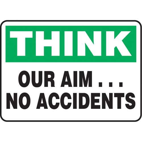 Enseigne  Our Aim… No Accidents , 7" x 10", Aluminium, Anglais Kelford