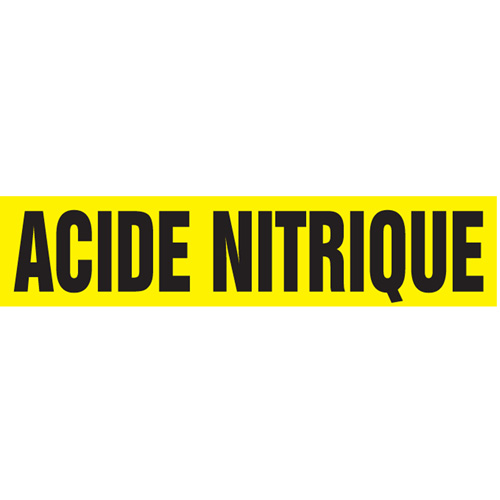 "Acide Nitrique" Pipe Markers, Self-Adhesive, 2-1/2" H x 12" W, Black on Yellow Kelford