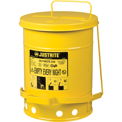 Oily Waste Cans, FM Approved/UL Listed, 6 US Gal., Yellow Kelford