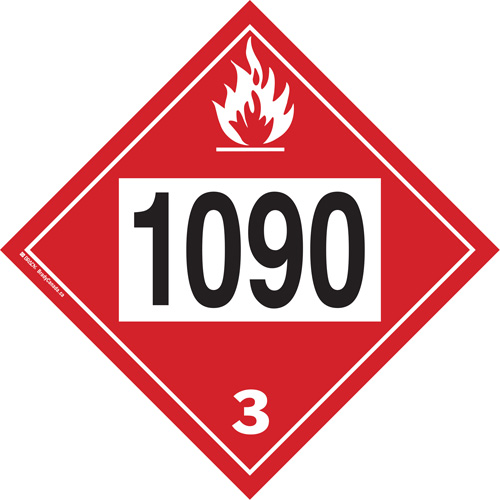 Plaque-&eacute;tiquette TMD 1090 pour liquide inflammable ac&eacute;tone, Plastique Kelford