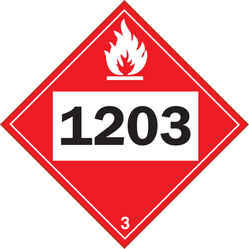 1203 Gasohol & Gasoline Flammable Liquid TDG Placard, Adhesive Vinyl Kelford