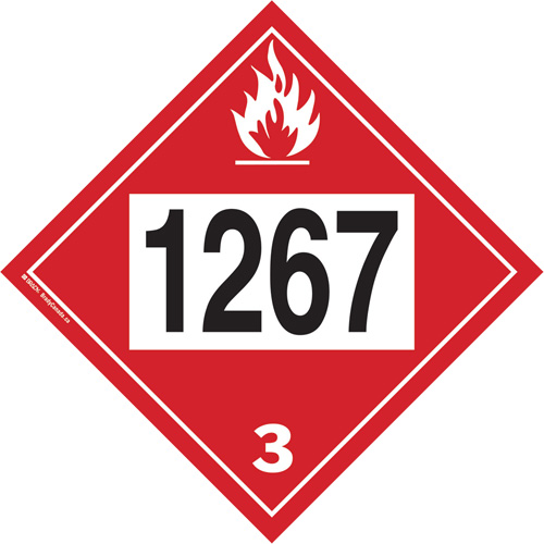 1267 Petroleum Crude Oil Flammable Liquid TDG Placard, Adhesive Vinyl Kelford