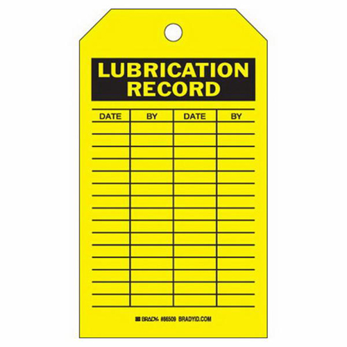 &eacute;tiquettes registres de lubrifications, Polyester, 4" la x 7" h, Anglais Kelford