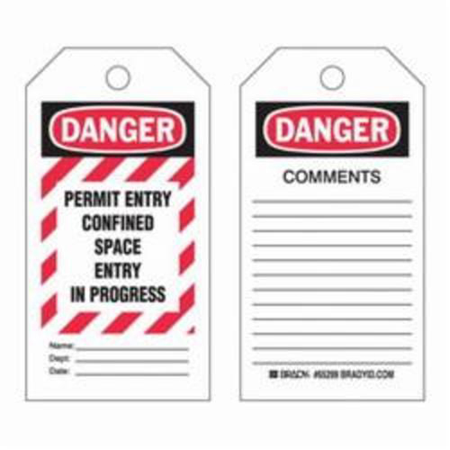 "Confined Space" Tags, Polyester, 3" W x 5-3/4" H, English Kelford