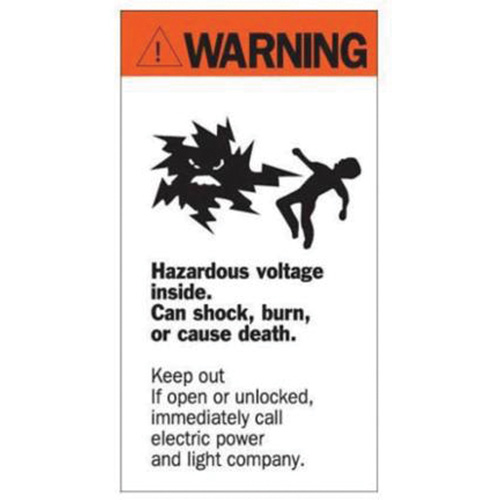 Enseigne Warning Hazardous Voltage, 8" x 4-1/2", Acrylique, Anglais avec pictogramme Kelford