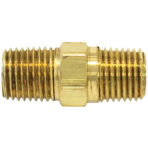 Male Hex Nipple, Brass Kelford