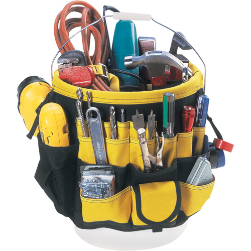 Tool Bucket Organizer, 6" L x 11" W x 12" H, Nylon, Black/Yellow Kelford