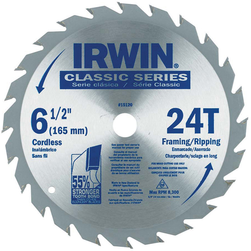 Lames de scie pour entrepreneur - Lames de scie de s&eacute;rie classique, 6-1/2", 24 dents, Pour Bois Kelford