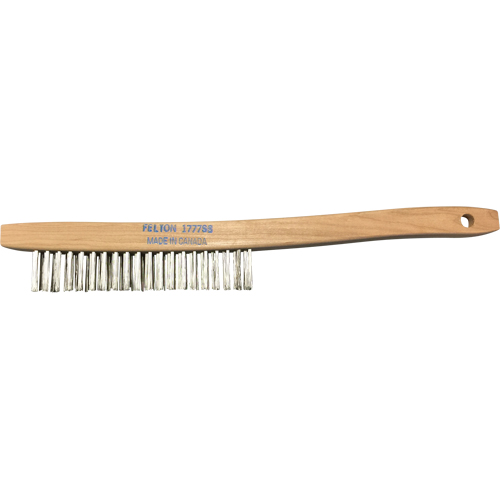 Curved-Handle Scratch Brushes, Stainless Steel, 3 x 19 Wire Rows, 14" Long Kelford