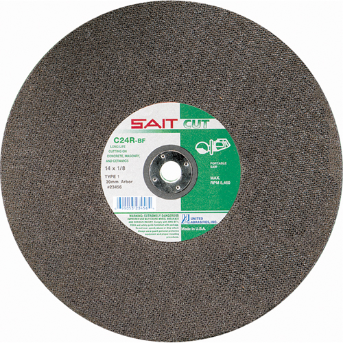 C24R Concrete High Speed Cut-Off Wheel, 14" x 1/8", 1" Arbor, Type 1, Silicon Carbide, 5400 RPM Kelford