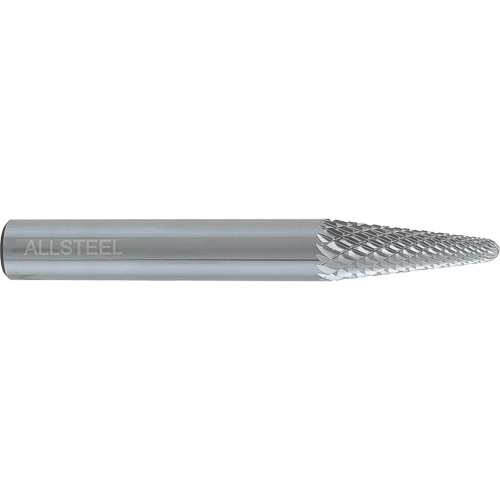 AllSteel Cone Shape Carbide Burr, SL-4, 1/2" Dia., 1/4" Shank, 1-1/8" Depth of Cut Kelford
