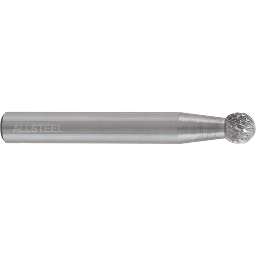 AllSteel Ball Shape Carbide Burr, SD-1, 1/4" Dia., 1/4" Shank, 7/32" Depth of Cut Kelford