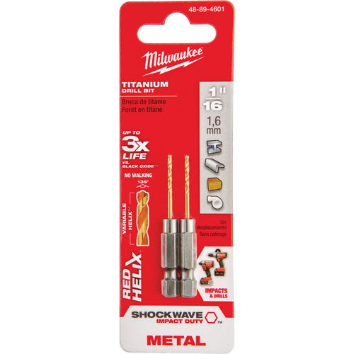 Shockwave Drill Bit, 1/16", Titanium, 5/8" Flute, 135° Point Kelford