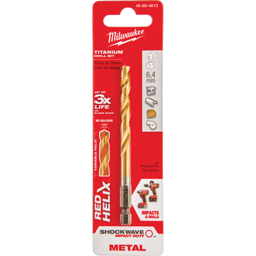 Foret Shockwave, 1/4", Titane, Cannelure 2-15/32", Pointe de 135° Kelford