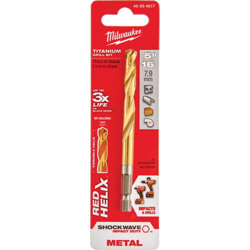 Shockwave Drill Bit, 5/16", Titanium, 2-39/64" Flute, 135° Point Kelford